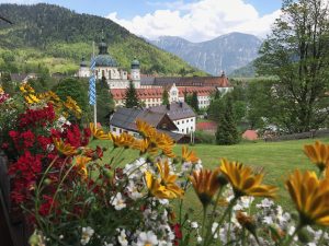 An old monastery tucked in the mountains.