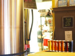 A lineup of pints at Bainbridge Island Brewing