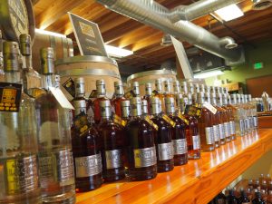 A lineup of bottles from Bainbridge Organic Distillers