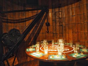 A cocktail table in the Jameson tasting room