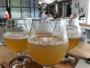 A flight of beers from Madewest brewery.