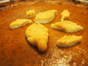 Close up photo of pumpkin bourbon pie.