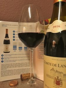 2016 Comte de Langeron, Beaujolais Villages (100% Gamay) wine.