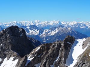 Views of the peaks of the Alps.