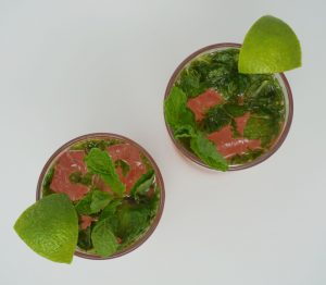 Birds eye view of the mojitos.