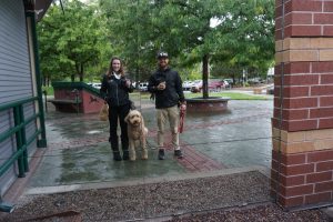 Caitlin, Tucker, and Oakley taking a "selfie" in a mirror in Missoula.