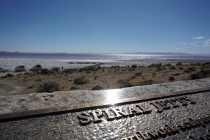 A view of the Sprial Jetty at the Great Salt Lake.