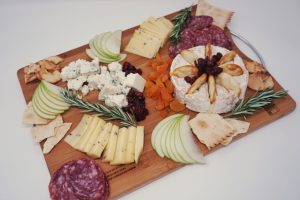 A view of a large charcuterie board.