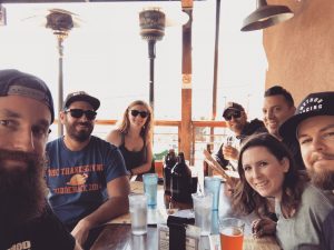 Caitlin, Tucker, and a group of friends at Kern River Brewing Company.