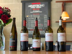 Five bottles of Armstrong Family Winery wines.