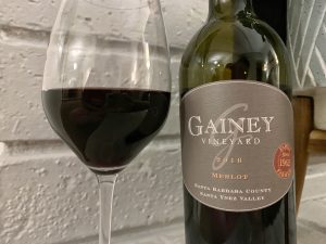 Close up of the Gainey Merlot label