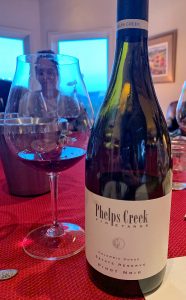 The bottle of 2008 Phelps Creek Pinot Noir. 